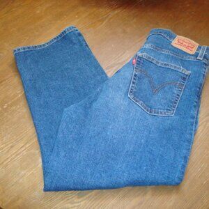 Levi's 31 Ribcage Straight Ankle darker blue high rise